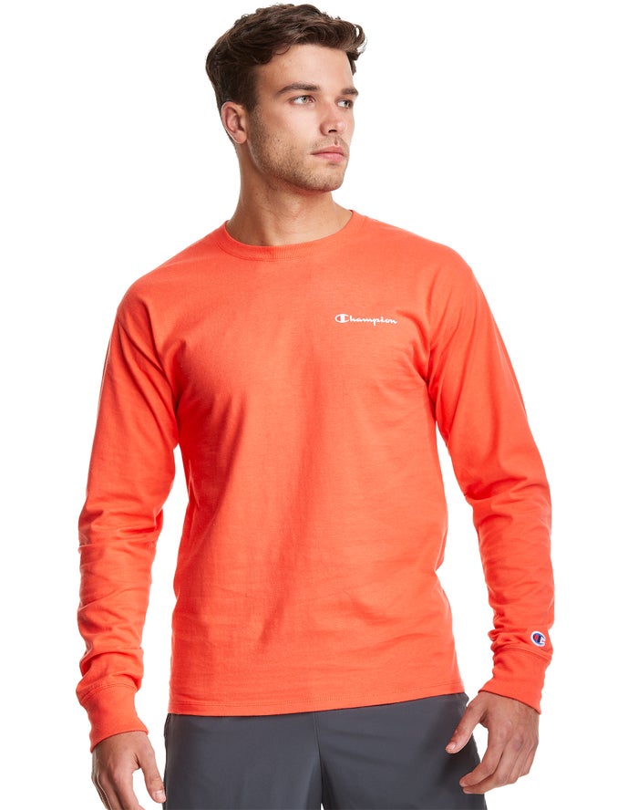 Camiseta Champion Hombre - Classic Jersey Long-Sleeve Script Logo ( Naranjas ) 9473058-VX